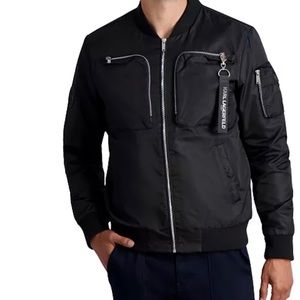 Karl Lagerfeld exposed zipper bomber jacket NWT black various